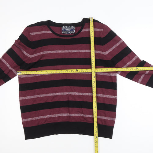 Maine New England Women’s Burgundy & Black Striped Crew Neck Jumper Size 14