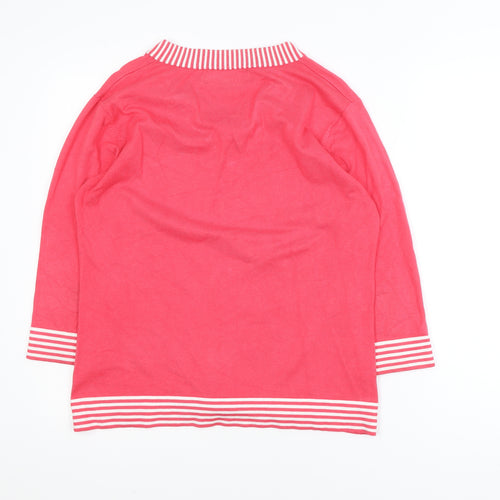 Vogue Womens Pink 3/4 Sleeve V-Neck Pullover Jumper L