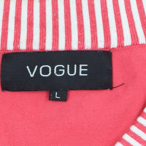 Vogue Womens Pink 3/4 Sleeve V-Neck Pullover Jumper L