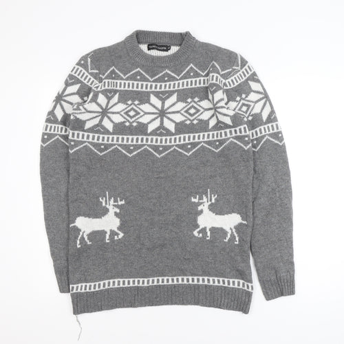 TAONIUCHAOPIN Men's Grey XL Fair Isle Christmas Pullover Jumper