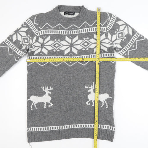 TAONIUCHAOPIN Men's Grey XL Fair Isle Christmas Pullover Jumper