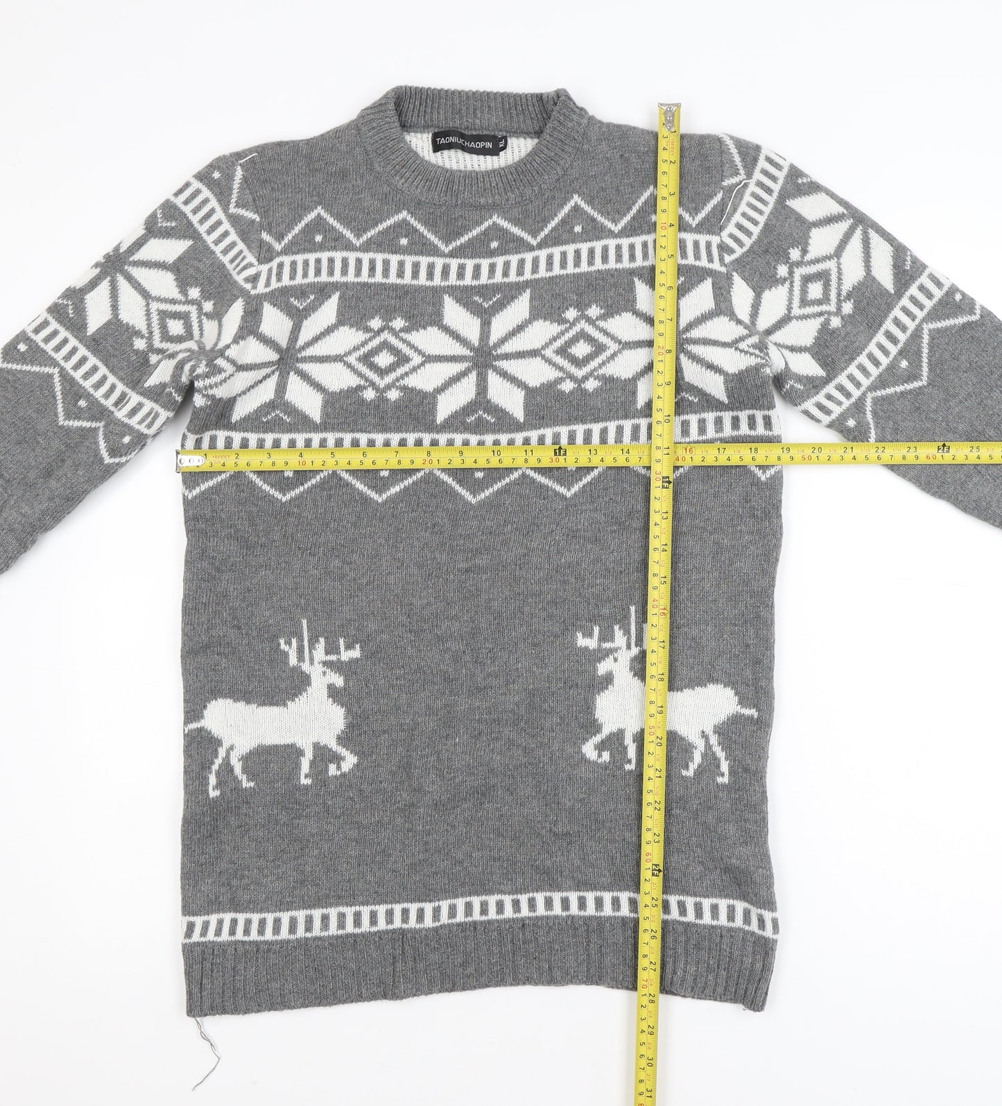 TAONIUCHAOPIN Men's Grey XL Fair Isle Christmas Pullover Jumper