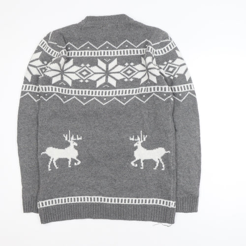 TAONIUCHAOPIN Men's Grey XL Fair Isle Christmas Pullover Jumper