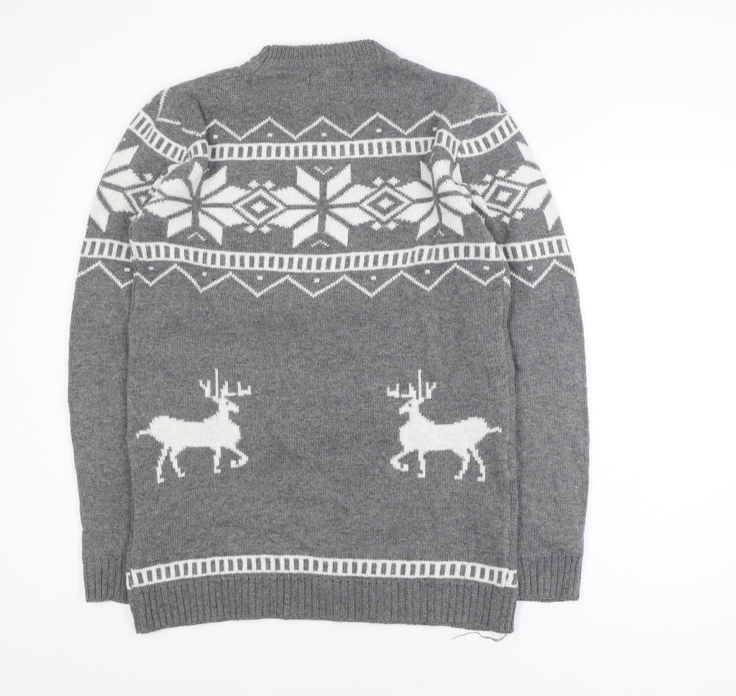 TAONIUCHAOPIN Men's Grey XL Fair Isle Christmas Pullover Jumper