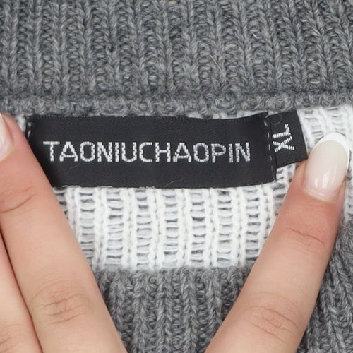 TAONIUCHAOPIN Men's Grey XL Fair Isle Christmas Pullover Jumper
