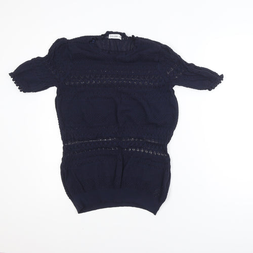 Gallery Women's Blue Short Sleeve Knit Blouse Size L