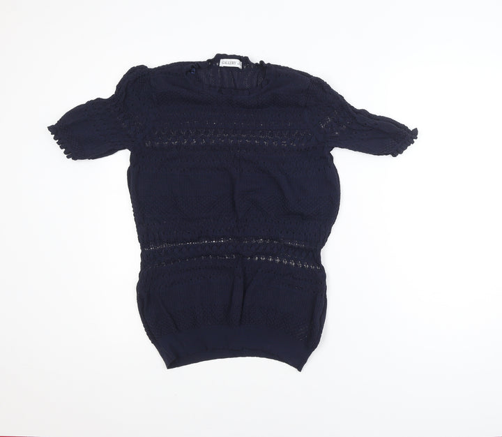 Gallery Women's Blue Short Sleeve Knit Blouse Size L