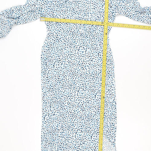 Oasis Women’s Blue Animal Print Midi Wrap Dress XS