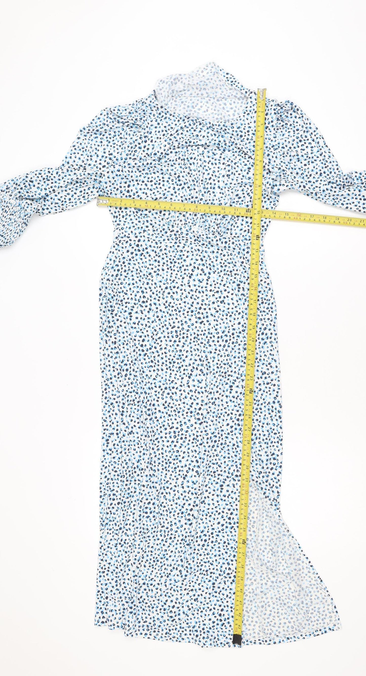 Oasis Women’s Blue Animal Print Midi Wrap Dress XS