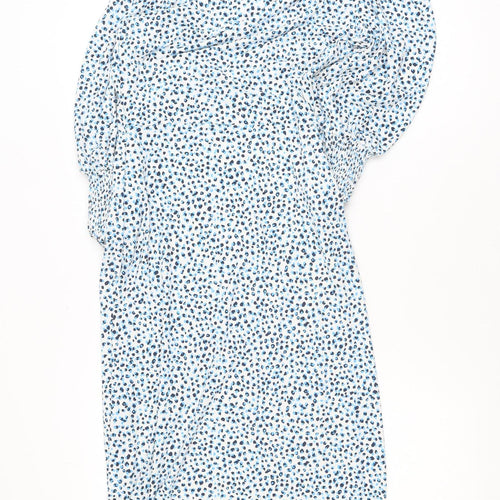 Oasis Women’s Blue Animal Print Midi Wrap Dress XS