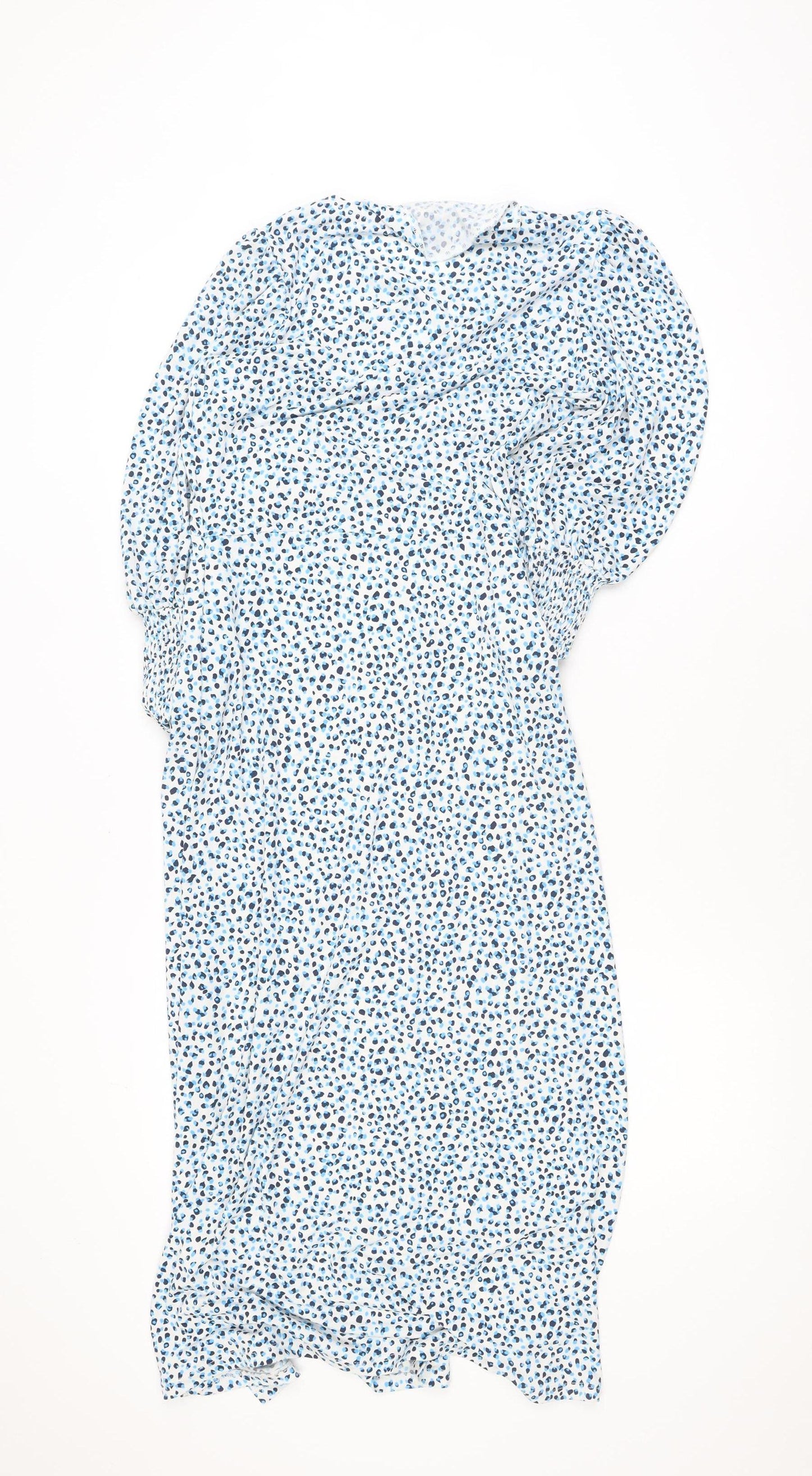 Oasis Women’s Blue Animal Print Midi Wrap Dress XS