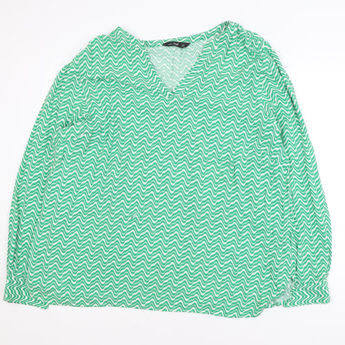 F&F Women’s Green Geometric Viscose Tunic Blouse UK 22
