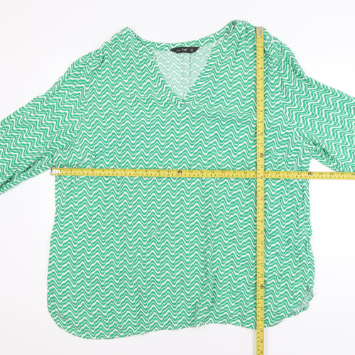 F&F Women’s Green Geometric Viscose Tunic Blouse UK 22