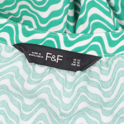 F&F Women’s Green Geometric Viscose Tunic Blouse UK 22