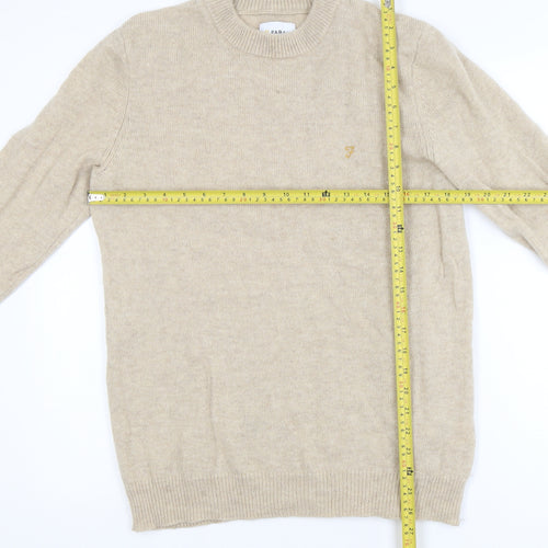 Farah Women Beige Lambswool Crew Neck Pullover Jumper L
