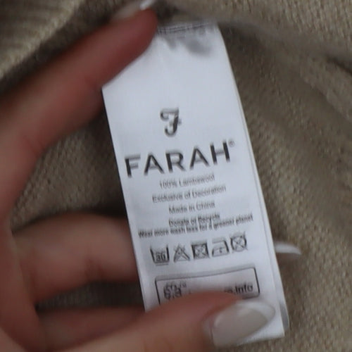 Farah Women Beige Lambswool Crew Neck Pullover Jumper L