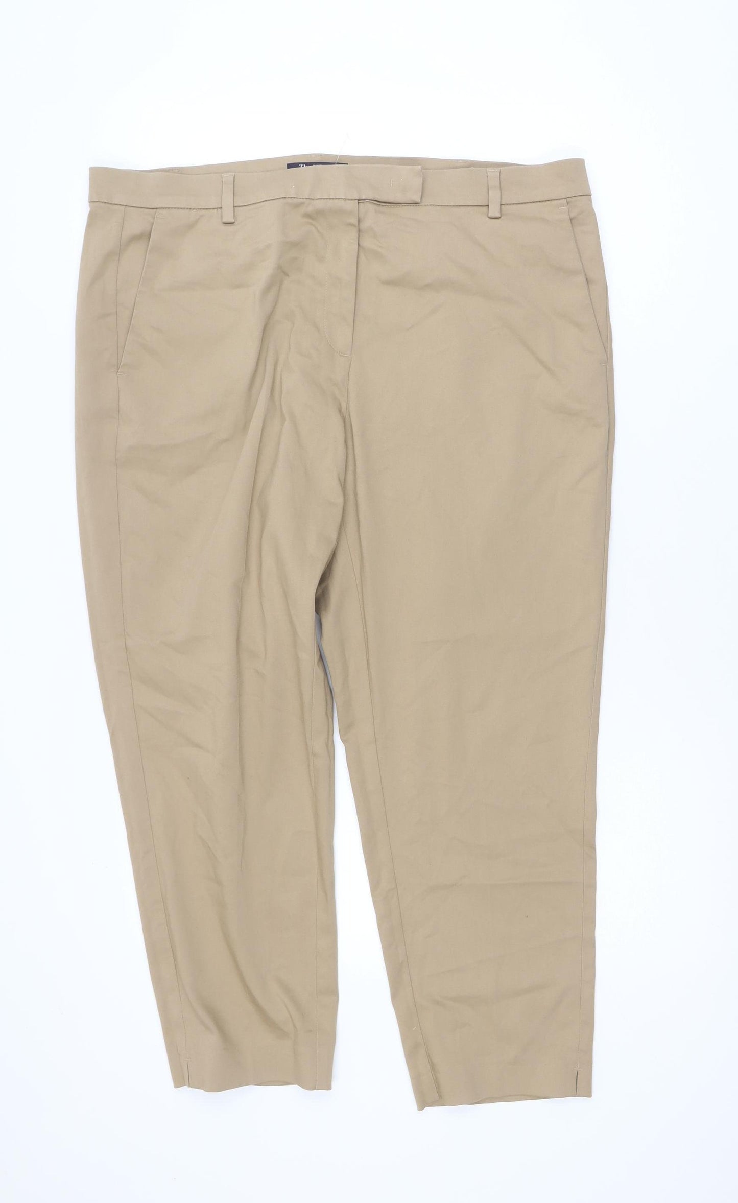 Marks and Spencer Womens Beige Chino Trousers Size 18 Regular