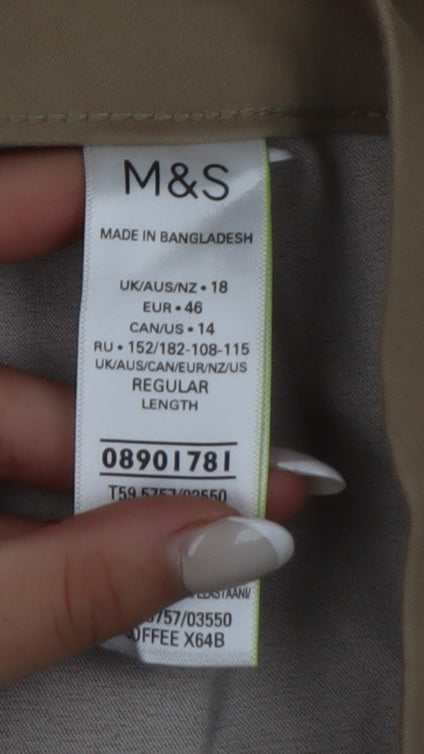 Marks and Spencer Womens Beige Chino Trousers Size 18 Regular
