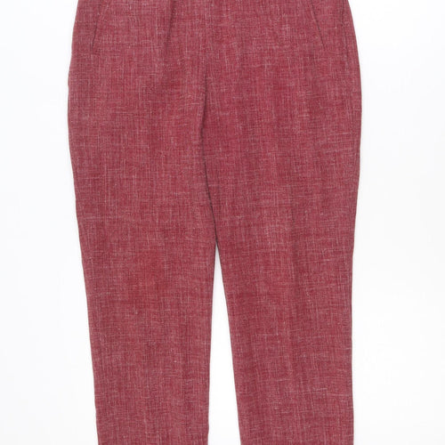 Eastex Women's Red Linen Blend Straight Leg Trousers Size 10