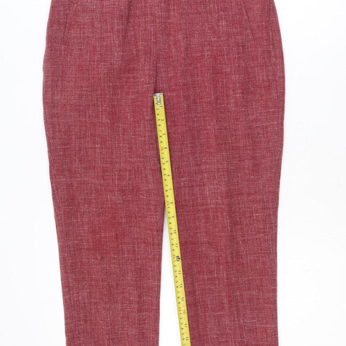 Eastex Women's Red Linen Blend Straight Leg Trousers Size 10
