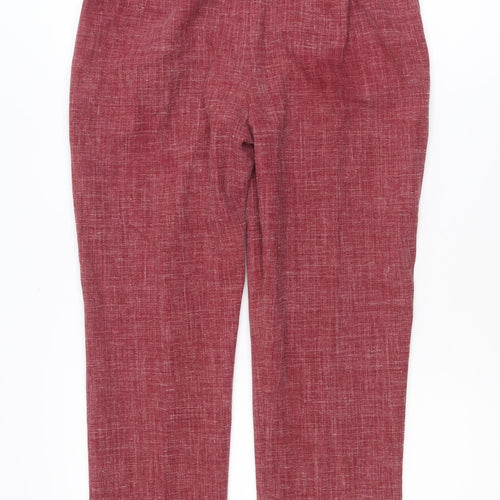 Eastex Women's Red Linen Blend Straight Leg Trousers Size 10