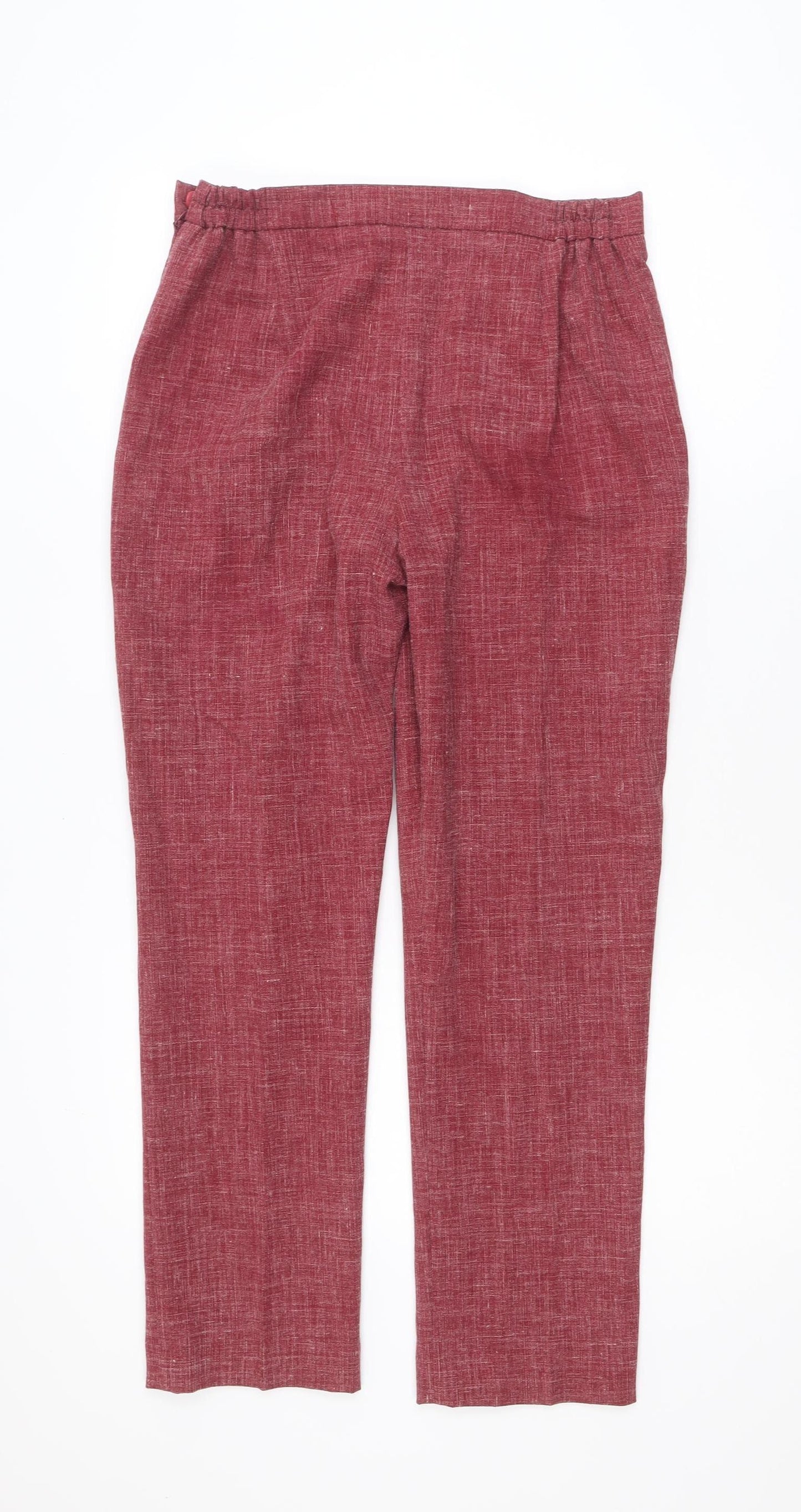 Eastex Women's Red Linen Blend Straight Leg Trousers Size 10
