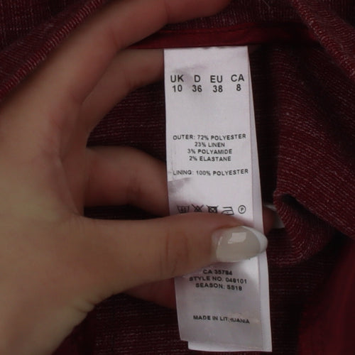 Eastex Women's Red Linen Blend Straight Leg Trousers Size 10