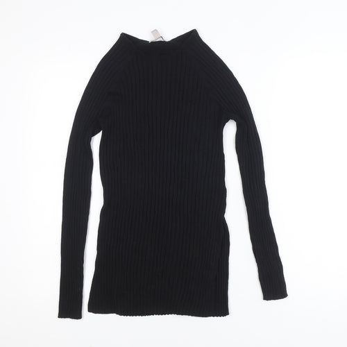 H&M Women's Black Slim Fit Ribbed Long Sleeve Knit Top Size M