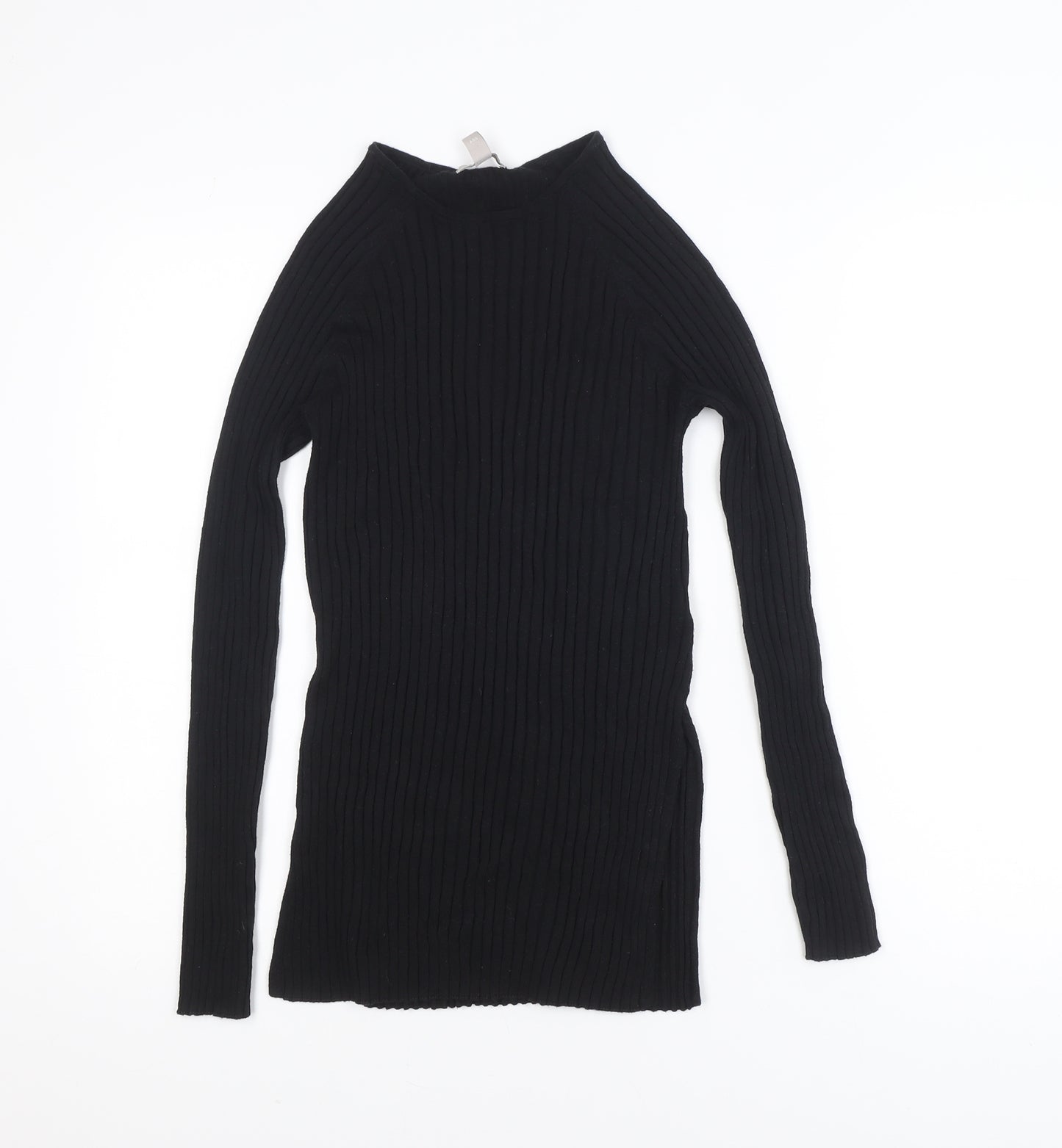 H&M Women's Black Slim Fit Ribbed Long Sleeve Knit Top Size M