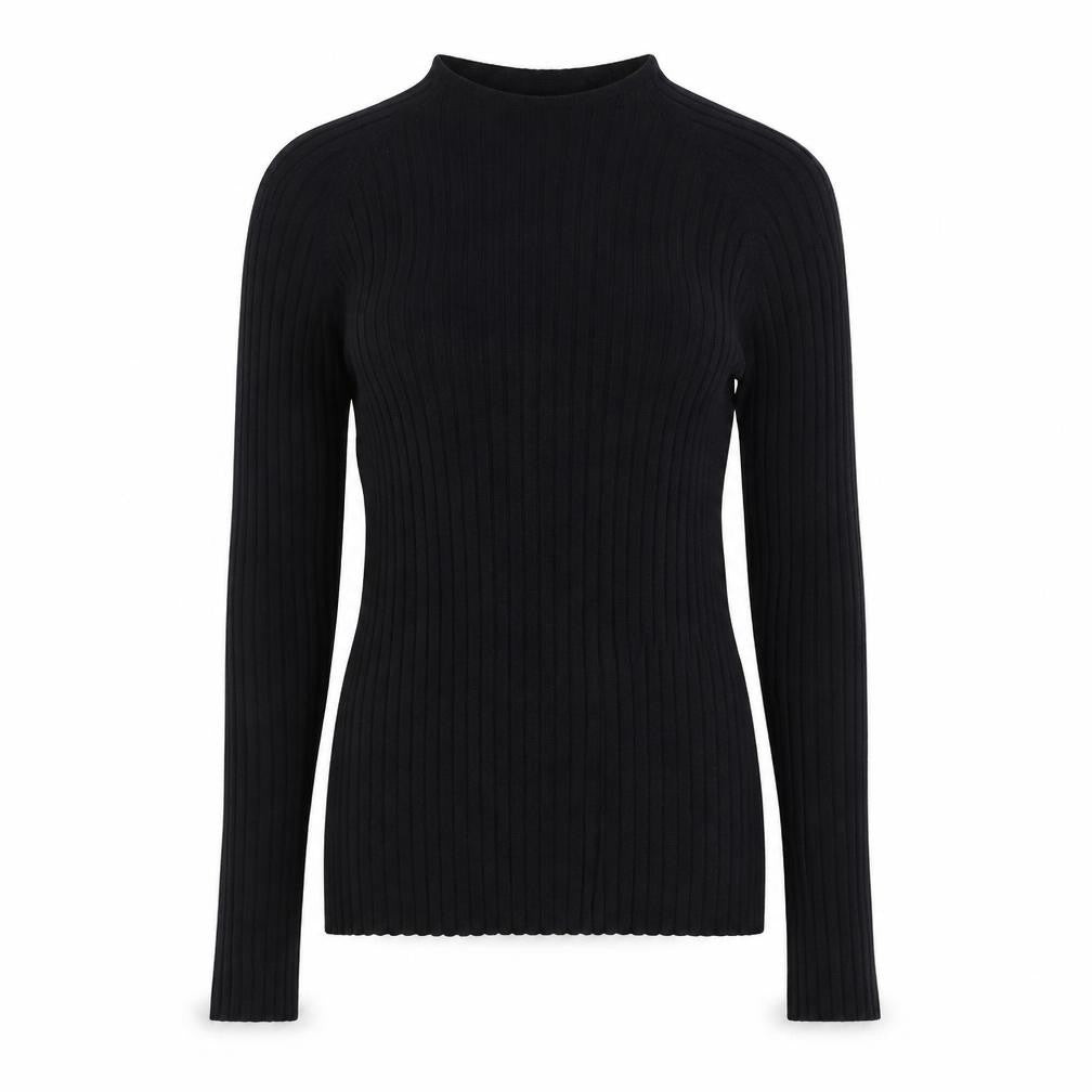 H&M Women's Black Slim Fit Ribbed Long Sleeve Knit Top Size M