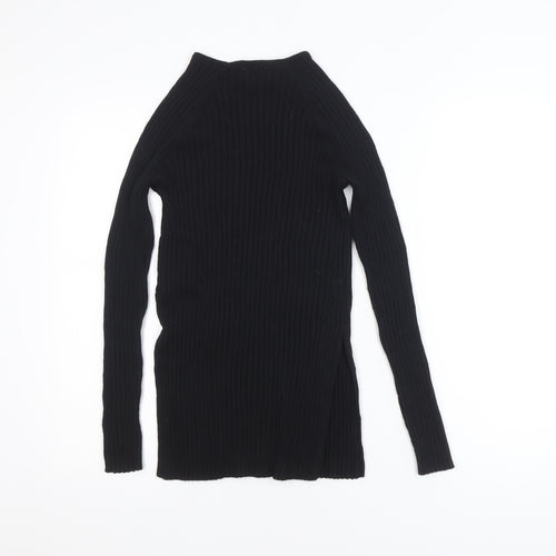 H&M Women's Black Slim Fit Ribbed Long Sleeve Knit Top Size M
