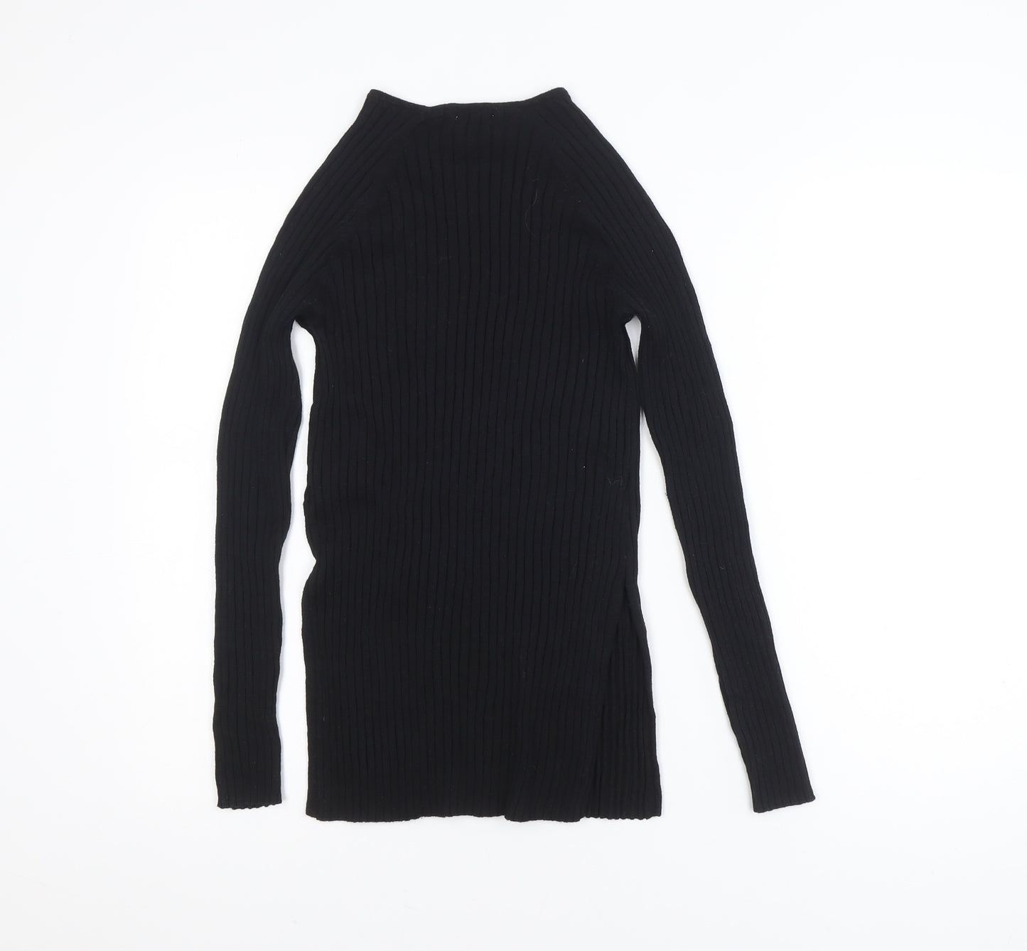 H&M Women's Black Slim Fit Ribbed Long Sleeve Knit Top Size M