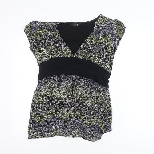 k&d Women’s Multicoloured Tunic Blouse Size 16 V-Neck Stretch Top