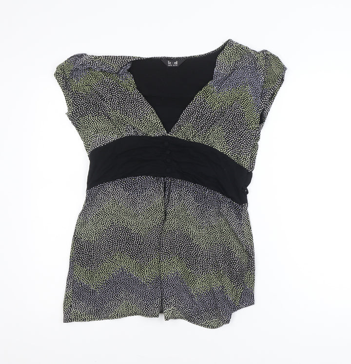 k&d Women’s Multicoloured Tunic Blouse Size 16 V-Neck Stretch Top