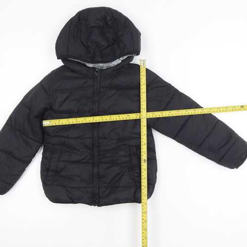 St. Bernard Boys Black Puffer Jacket 5-6 Years Hooded Faux Fur Lined Winter Coat