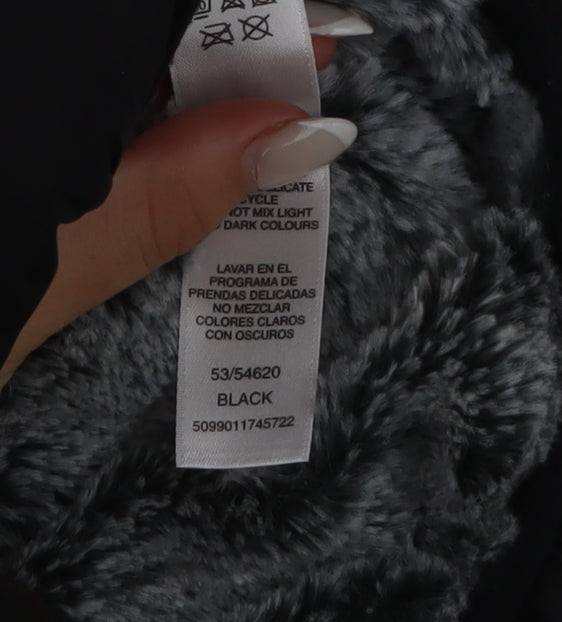 St. Bernard Boys Black Puffer Jacket 5-6 Years Hooded Faux Fur Lined Winter Coat