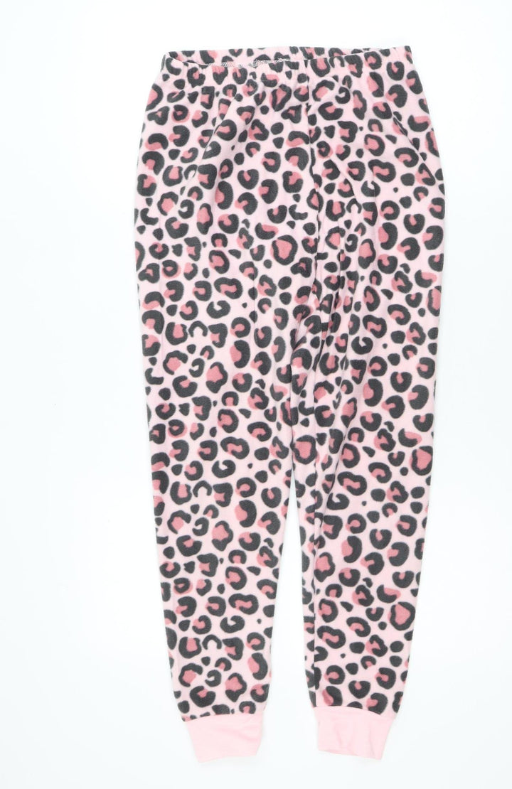 Dunnes Stores Women Pink Leopard Fleece Pyjama Pants Size 8