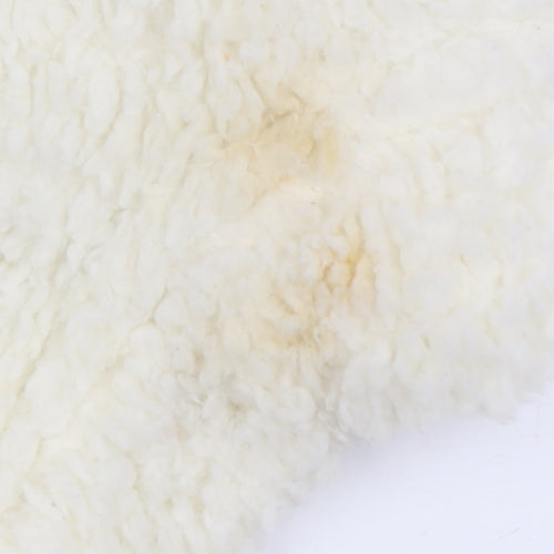 Marks and Spencer Women Ivory Fleece Coatigan L Relaxed Fit Open Front