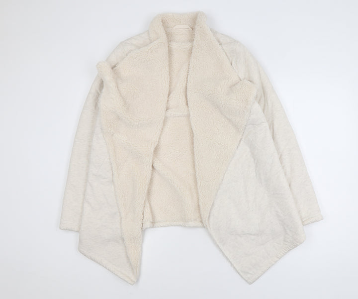 Marks and Spencer Womens Ivory Size 12 Lined Fleece Coatigan