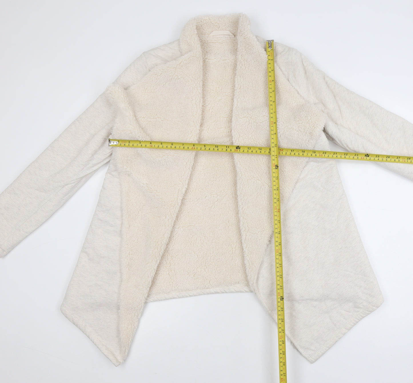 Marks and Spencer Womens Ivory Size 12 Lined Fleece Coatigan