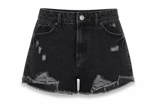 Jay Jays Women Black Size 8 High Rise Denim Cut-Off Shorts