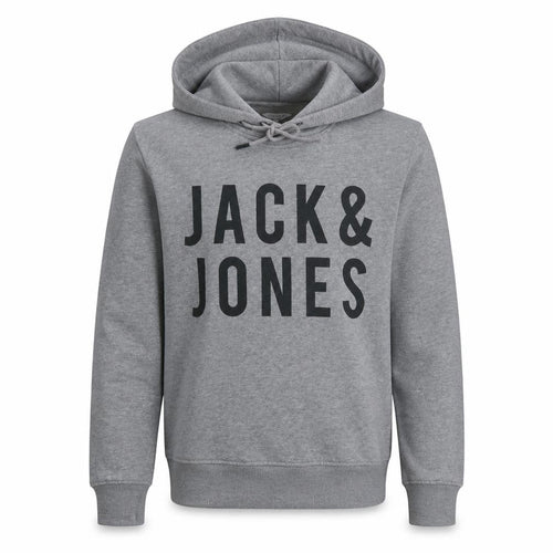 Jack & Jones Men’s Grey Pullover Hoodie S Logo Core Sweatshirt