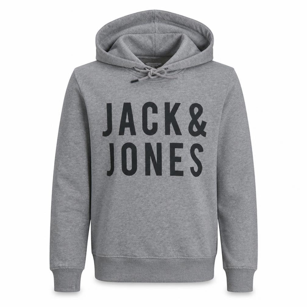Jack & Jones Men’s Grey Pullover Hoodie S Logo Core Sweatshirt