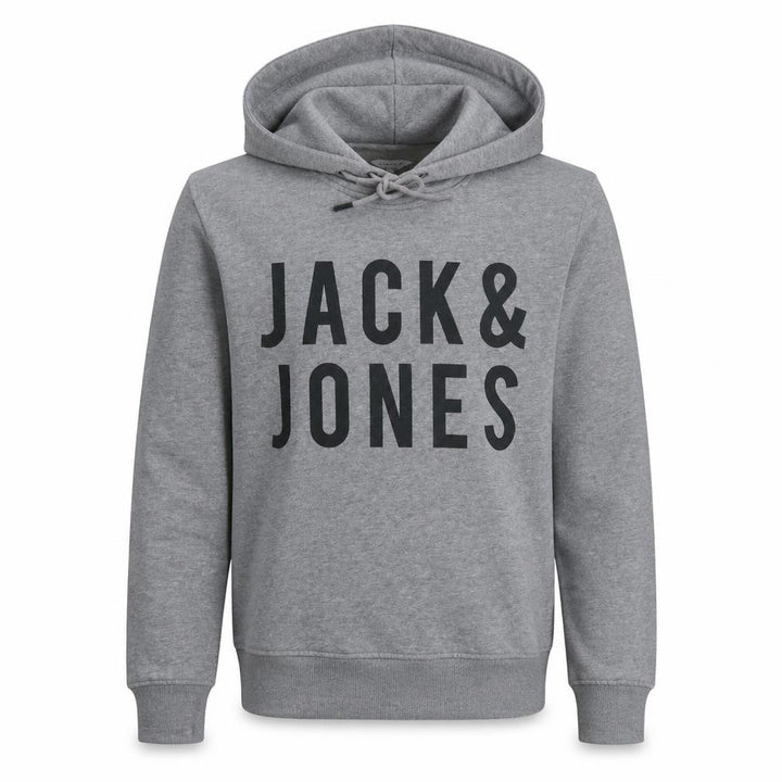 Jack & Jones Men’s Grey Pullover Hoodie S Logo Core Sweatshirt