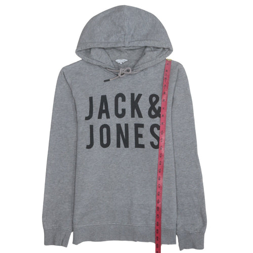 Jack & Jones Men’s Grey Pullover Hoodie S Logo Core Sweatshirt