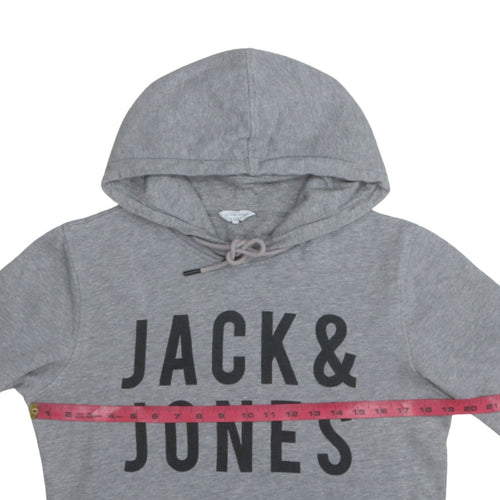 Jack & Jones Men’s Grey Pullover Hoodie S Logo Core Sweatshirt