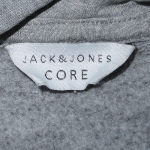 Jack & Jones Men’s Grey Pullover Hoodie S Logo Core Sweatshirt