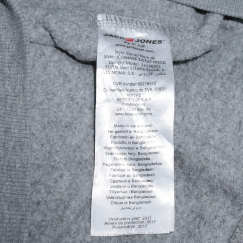 Jack & Jones Men’s Grey Pullover Hoodie S Logo Core Sweatshirt