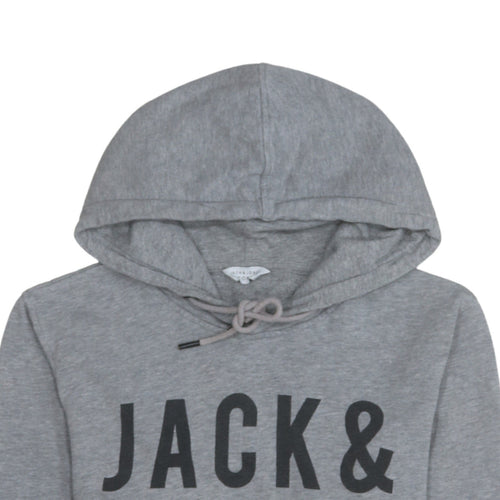 Jack & Jones Men’s Grey Pullover Hoodie S Logo Core Sweatshirt