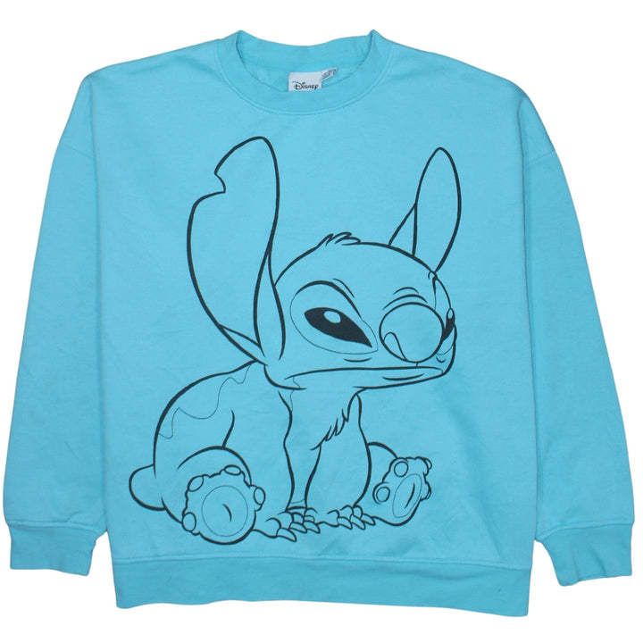 Disney Women Blue Stitch Crew Neck Pullover Sweatshirt XL